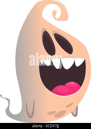 Halloween vector illustration of scary ghost on white background Stock Vector