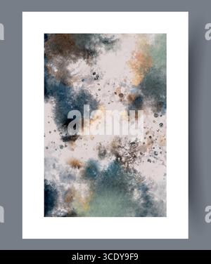 An Abstract Watercolor Artwork Featuring Vivid Splashes and Unique Textures that Captivates Stock Vector
