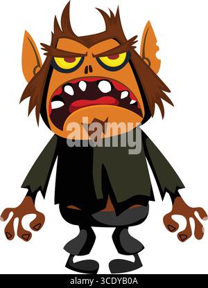 Cartoon funny werewolf character for Halloween design. Vector isolated Stock Vector