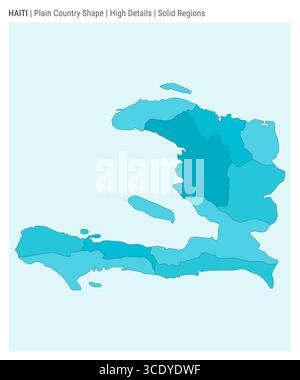 Haiti plain country map. High details. Solid regions style. Shape of Haiti. Vector illustration. Stock Vector