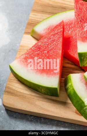 Sweet Organic Raw Watermelon Slices on a Platter Stock Photo