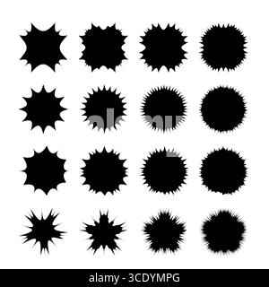 Set of Starburst and Sunburst Silhouettes. Suitable for badges, stickers, stamps, templates and modern graphic design projects. Stock Vector