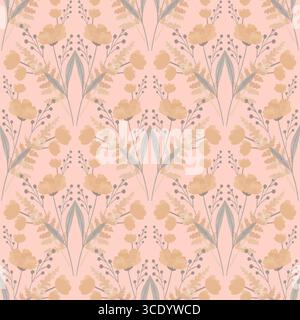 Seamless floral pattern with soft botanical elements in pastel colors Stock Vector