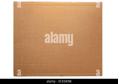 Brown cardboard sheet isolated on white background with clipping path included. Graphic element for background and texture. Stock Photo