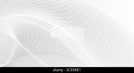 White curved and straight lines create a dynamic flow on a gray gradient background. Stock Vector