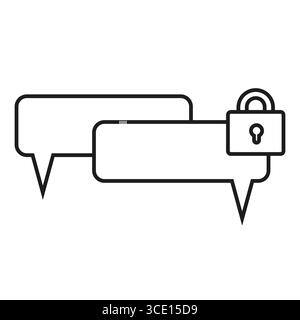 Secure chat speech bubble. Protected conversation symbol. Locked message Vector. Private communication icon. Stock Vector