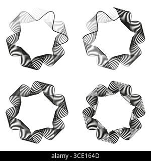 Abstract spiral shapes. Curved line patterns. Dynamic swirl Vector. Geometric modern art. Stock Vector