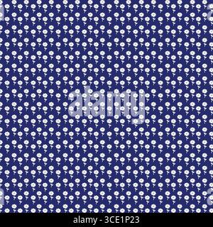Small White Floral Repeat Pattern on Navy Blue Stock Vector
