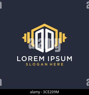 Initial OO logo design for fitness center with creative dumbbell geometric style vector graphic Stock Vector