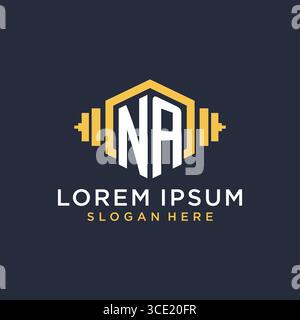 Initial NA logo design for fitness center with creative dumbbell geometric style vector graphic Stock Vector