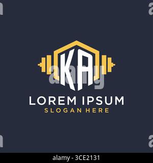Initial KA logo design for fitness center with creative dumbbell geometric style vector graphic Stock Vector