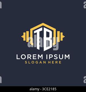 Initial TB logo design for fitness center with creative dumbbell geometric style vector graphic Stock Vector