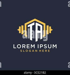 Initial TA logo design for fitness center with creative dumbbell geometric style vector graphic Stock Vector