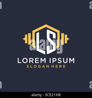 Initial LS logo design for fitness center with creative dumbbell geometric style vector graphic Stock Vector