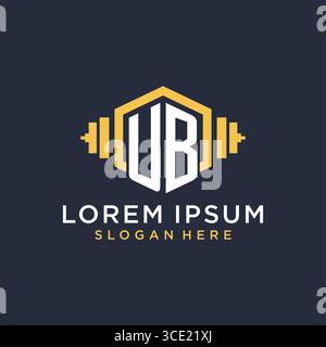 Initial UB logo design for fitness center with creative dumbbell geometric style vector graphic Stock Vector