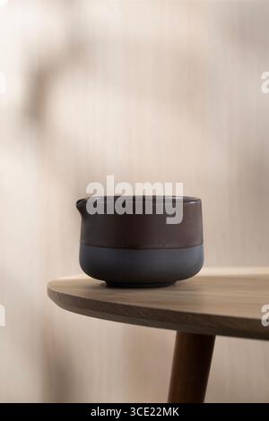 Elegant ceramic Chawan cup, perfect for enjoying Japanese Matcha tea in authentic tea ceremonies or peaceful moments at home Stock Photo