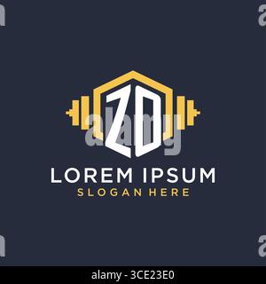 Initial ZO logo design for fitness center with creative dumbbell geometric style vector graphic Stock Vector