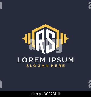 Initial RS logo design for fitness center with creative dumbbell geometric style vector graphic Stock Vector