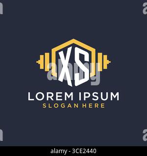 Initial XS logo design for fitness center with creative dumbbell geometric style vector graphic Stock Vector