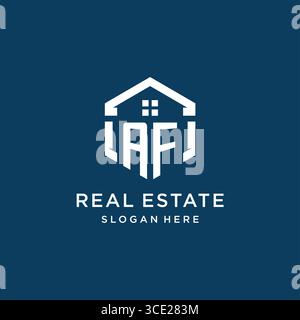 Letter AF logo for real estate with hexagon style vector graphic Stock Vector