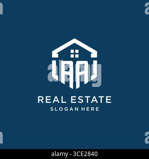Letter AA logo for real estate with hexagon style vector graphic Stock Vector