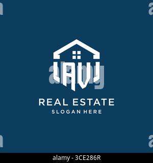 Letter AV logo for real estate with hexagon style vector graphic Stock Vector