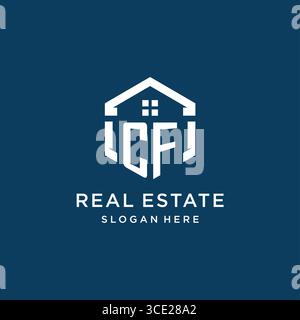 Letter CF logo for real estate with hexagon style vector graphic Stock Vector