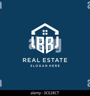 Letter BB logo for real estate with hexagon style vector graphic Stock Vector