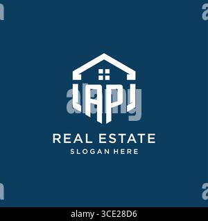 Letter AP logo for real estate with hexagon style vector graphic Stock Vector