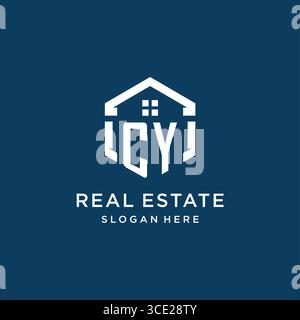 Letter CY logo for real estate with hexagon style vector graphic Stock Vector