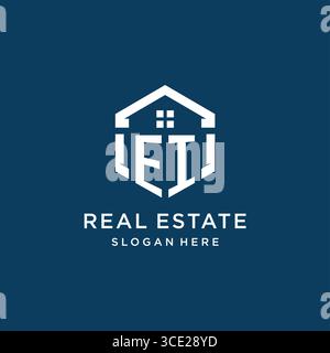 Letter EI logo for real estate with hexagon style vector graphic Stock Vector