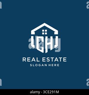Letter CH logo for real estate with hexagon style vector graphic Stock Vector
