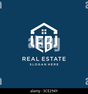 Letter EB logo for real estate with hexagon style vector graphic Stock Vector