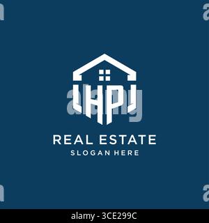 Letter HP logo for real estate with hexagon style vector graphic Stock Vector