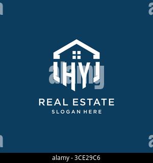 Letter HY logo for real estate with hexagon style vector graphic Stock Vector