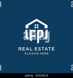 Letter FP logo for real estate with hexagon style vector graphic Stock Vector