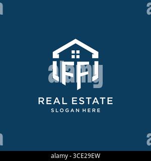 Letter FF logo for real estate with hexagon style vector graphic Stock Vector