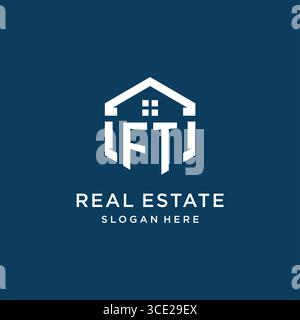 Letter FT logo for real estate with hexagon style vector graphic Stock Vector
