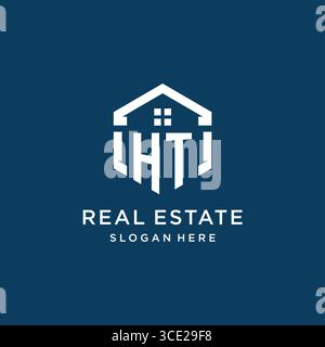 Letter HT logo for real estate with hexagon style vector graphic Stock Vector