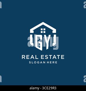 Letter GY logo for real estate with hexagon style vector graphic Stock Vector