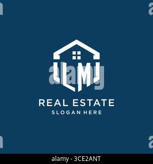 Letter LM logo for real estate with hexagon style vector graphic Stock Vector