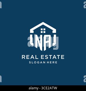 Letter NA logo for real estate with hexagon style vector graphic Stock Vector