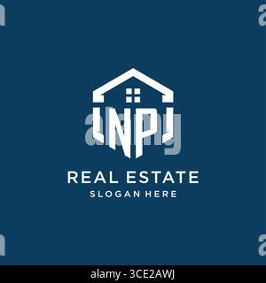 Letter NP logo for real estate with hexagon style vector graphic Stock Vector