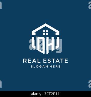Letter OH logo for real estate with hexagon style vector graphic Stock Vector