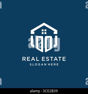 Letter OO logo for real estate with hexagon style vector graphic Stock Vector