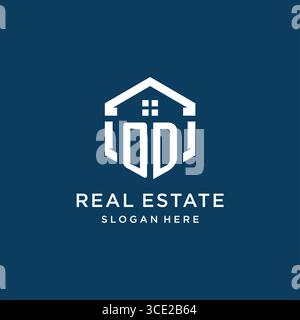 Letter OD logo for real estate with hexagon style vector graphic Stock Vector