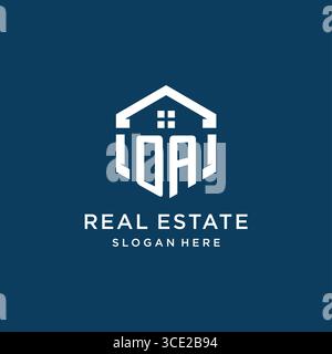 Letter OA logo for real estate with hexagon style vector graphic Stock Vector