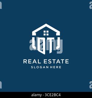 Letter OT logo for real estate with hexagon style vector graphic Stock Vector