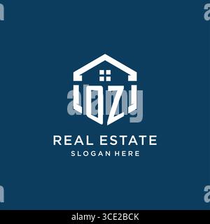 Letter OZ logo for real estate with hexagon style vector graphic Stock Vector