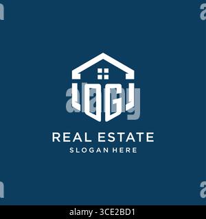 Letter OG logo for real estate with hexagon style vector graphic Stock Vector